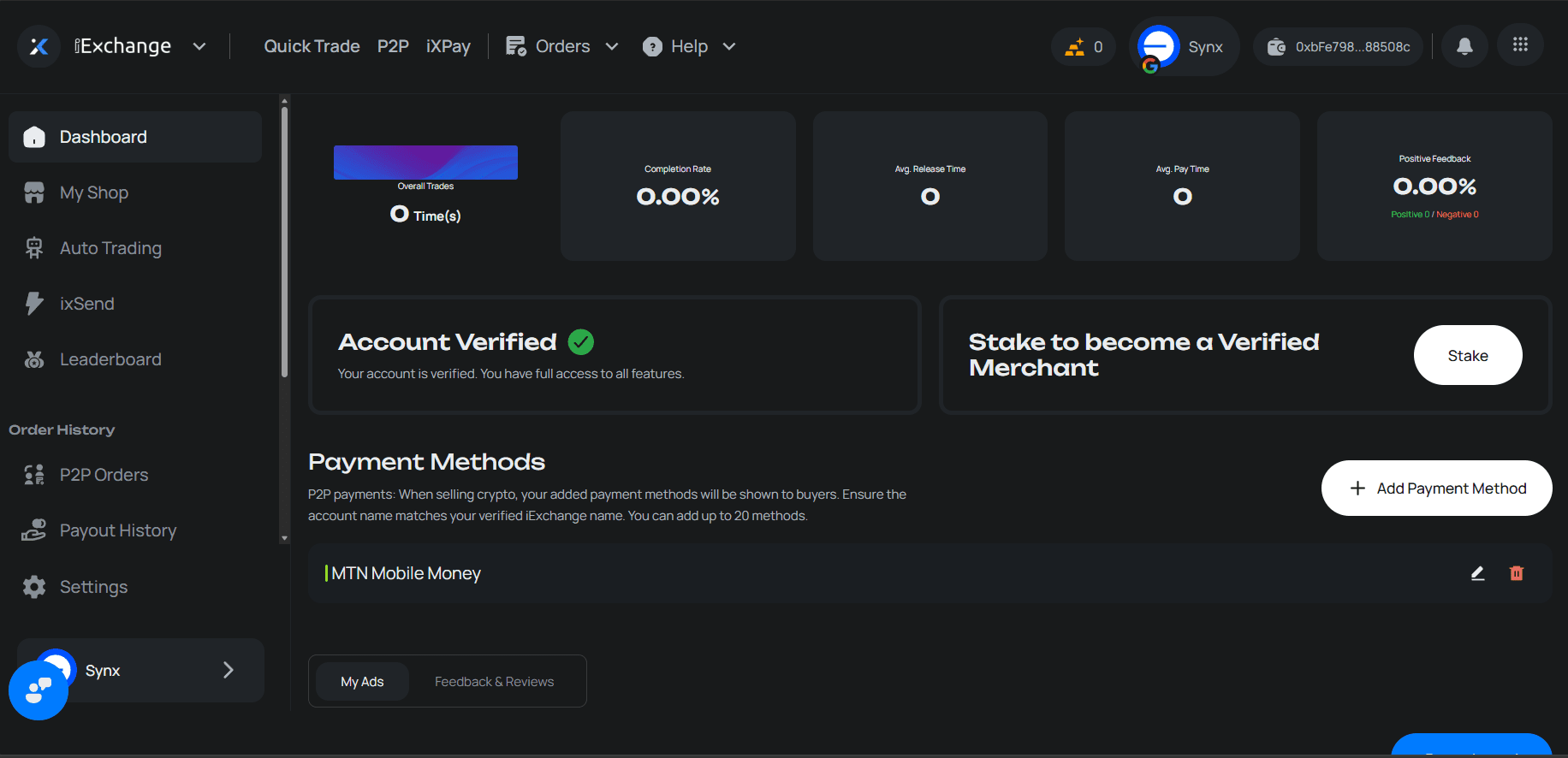 IExchange P2P Trading Platform screenshot